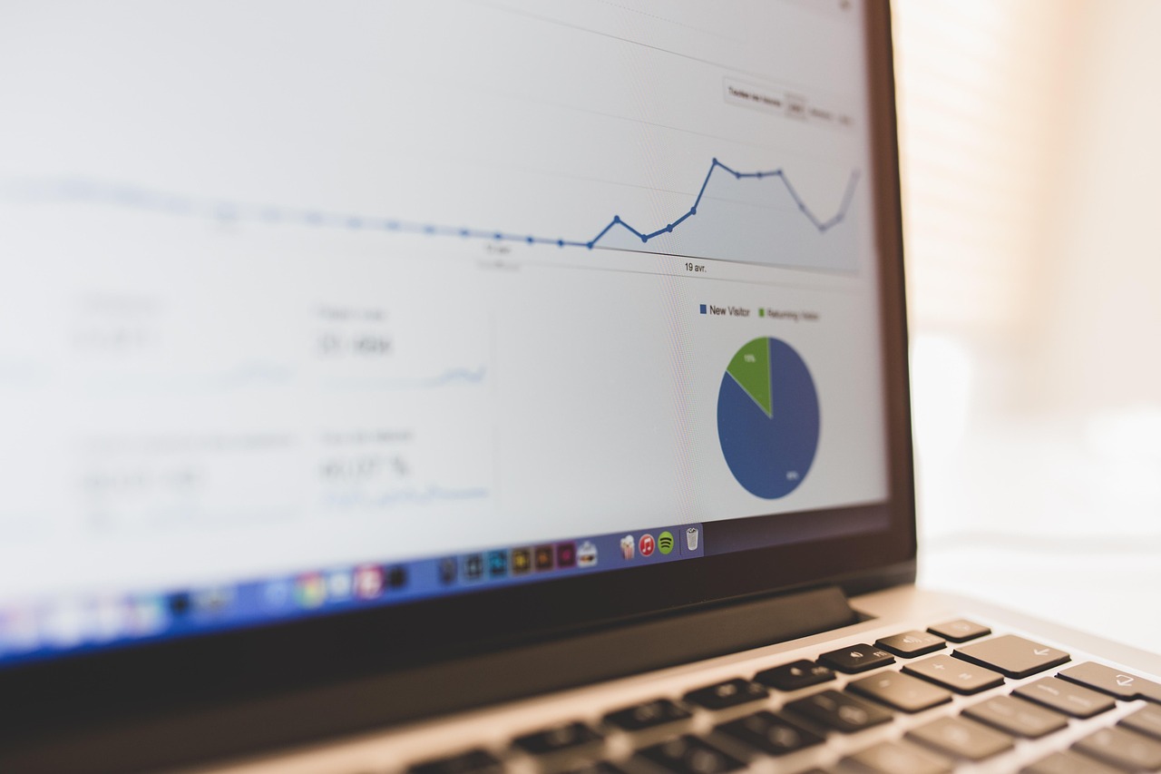 Skärm med digital analys, statistik och rapportering för modern marknadsföring online