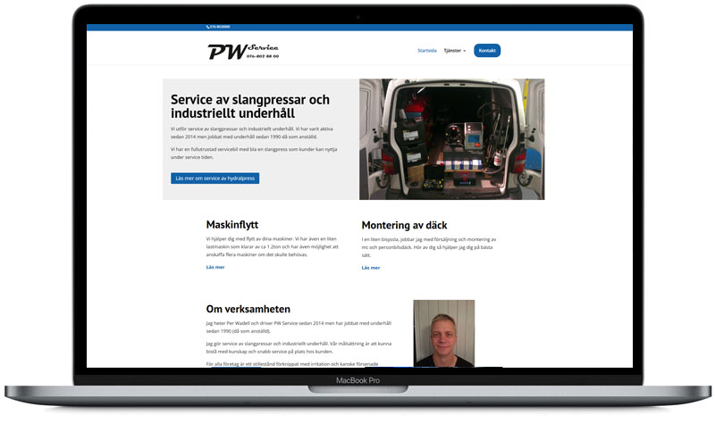 PW Service hemsida